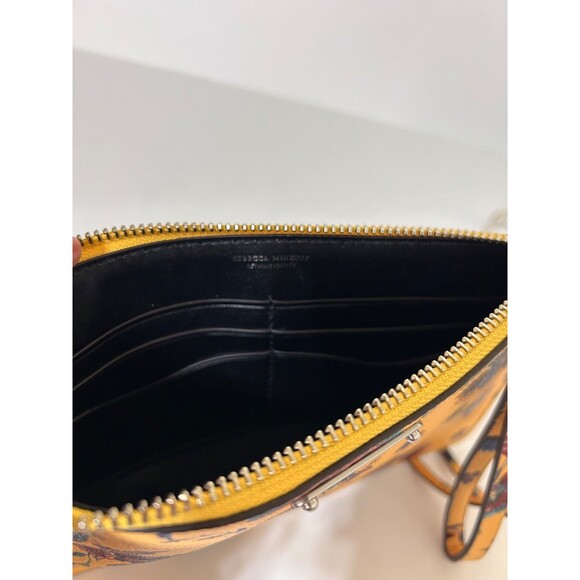 REBECCA MINKOFF Leather CLUTCH Yellow Blue Floral Wallet Credit Card Wristlet - Picture 4 of 11